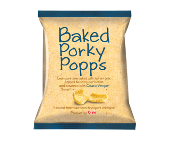 Oishi Baked Porky Popps With Vinegar 34Gm