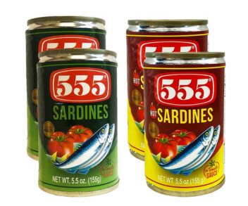 555 Sardines Tomato Sauce + Hot Sauce 4 x 155Gm
