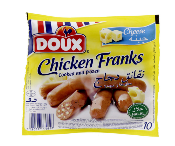 Doux Cooked And Frozen Cheese Chicken Franks 400Gm