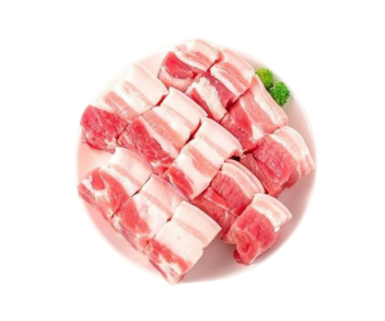 Pork Belly Bone Less Frozen (Medium Cube cut) 1Kg