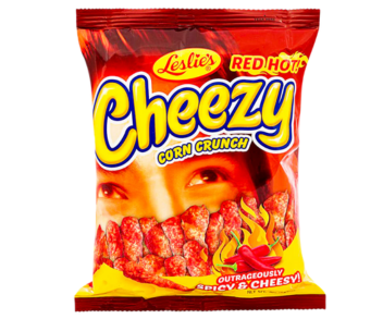 Leslies Cheezy Corn Crunch Red Hot 70Gm