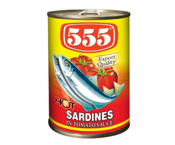 555 Sardines In Tomato Sauce With Chili 425Gm